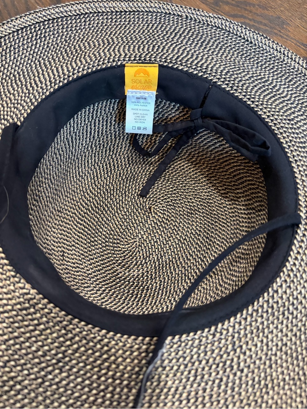 SOLAR ESCAPE Tan & Black Paper Blend Raffia Woven Sun Hat - Picture 7 of 7